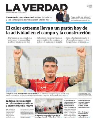 Portada de La Verdad, 23 de julio de 2026