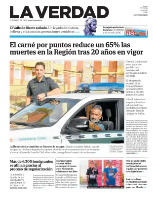 Portada de La Verdad, 27 de julio de 2026
