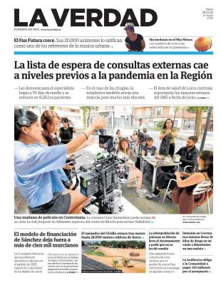 Portada de La Verdad, 28 de julio de 2026