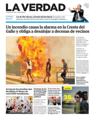 Portada de La Verdad, 3 de junio de 2026