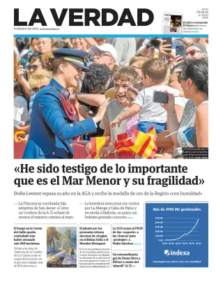 Portada de La Verdad, 4 de junio de 2026