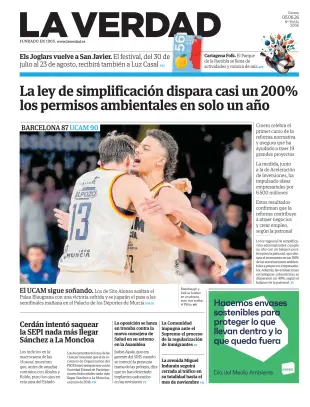 Portada de La Verdad, 5 de junio de 2026