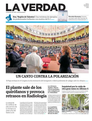 Portada de La Verdad, 9 de junio de 2026
