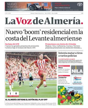 Portada de La Voz de Almería, 1 de junio de 2026