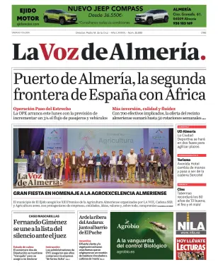 Portada de La Voz de Almería, 13 de junio de 2026