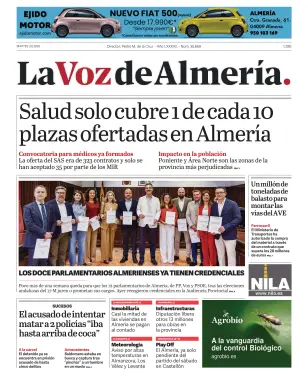 Portada de La Voz de Almería, 2 de junio de 2026
