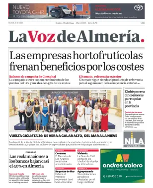 Portada de La Voz de Almería, 22 de julio de 2026