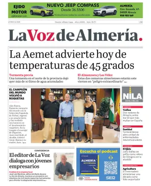Portada de La Voz de Almería, 24 de julio de 2026