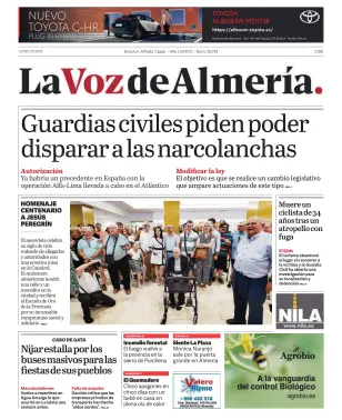 Portada de La Voz de Almería, 27 de julio de 2026