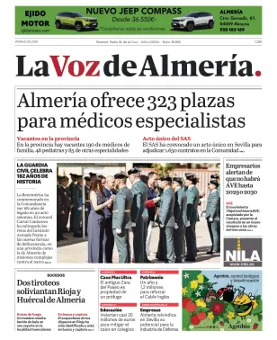 Portada de La Voz de Almería, 29 de mayo de 2026