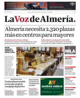 Portada de La Voz de Almería, 3 de junio de 2026