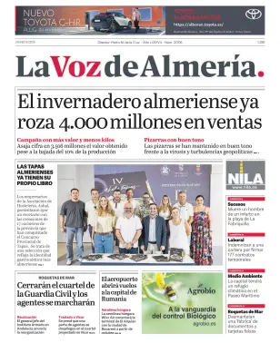 Portada de La Voz de Almería, 9 de julio de 2026