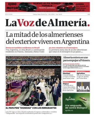 Portada de La Voz de Almería, 9 de junio de 2026