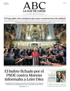 Portada de La Voz de Cádiz, 10 de junio de 2026
