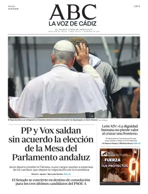 Portada de La Voz de Cádiz, 12 de junio de 2026