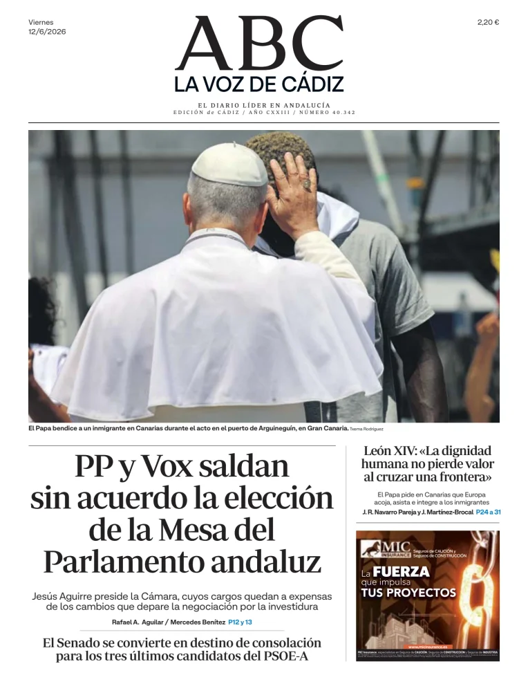 Portada de La Voz de Cádiz