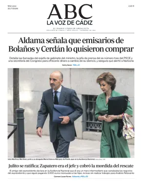 Portada de La Voz de Cádiz, 22 de julio de 2026
