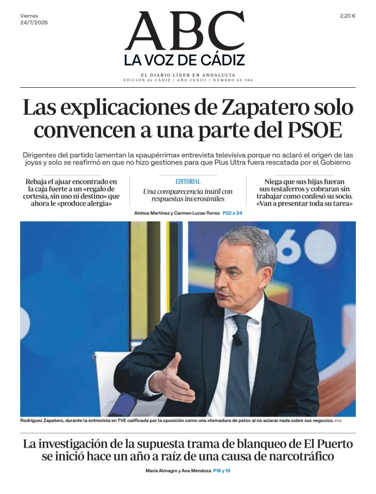 Portada de La Voz de Cádiz