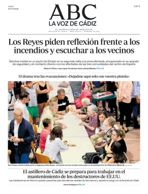 Portada de La Voz de Cádiz, 27 de julio de 2026
