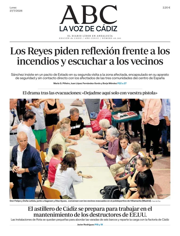 Portada de La Voz de Cádiz