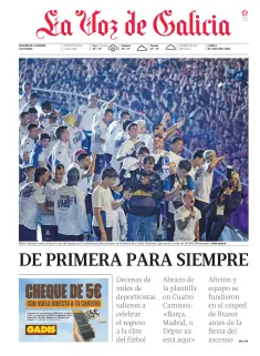 Portada de La Voz de Galicia (A Coruña), 1 de junio de 2026
