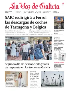 Portada de La Voz de Galicia (A Coruña), 10 de julio de 2026
