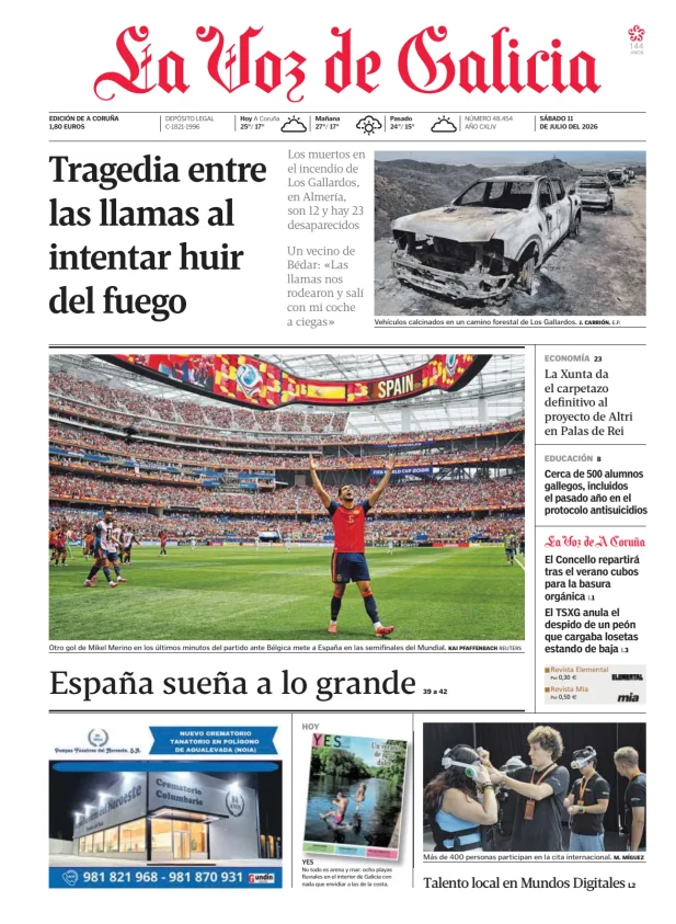 Portada de La Voz de Galicia (A Coruña)