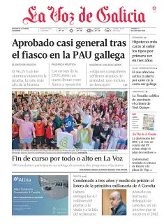Portada de La Voz de Galicia (A Coruña), 12 de junio de 2026