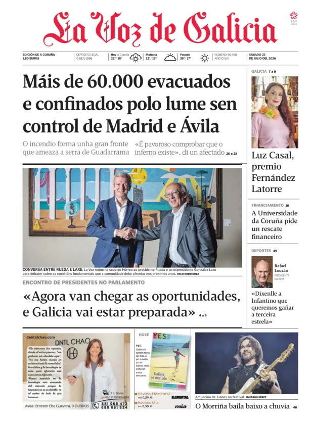 Portada de La Voz de Galicia (A Coruña)