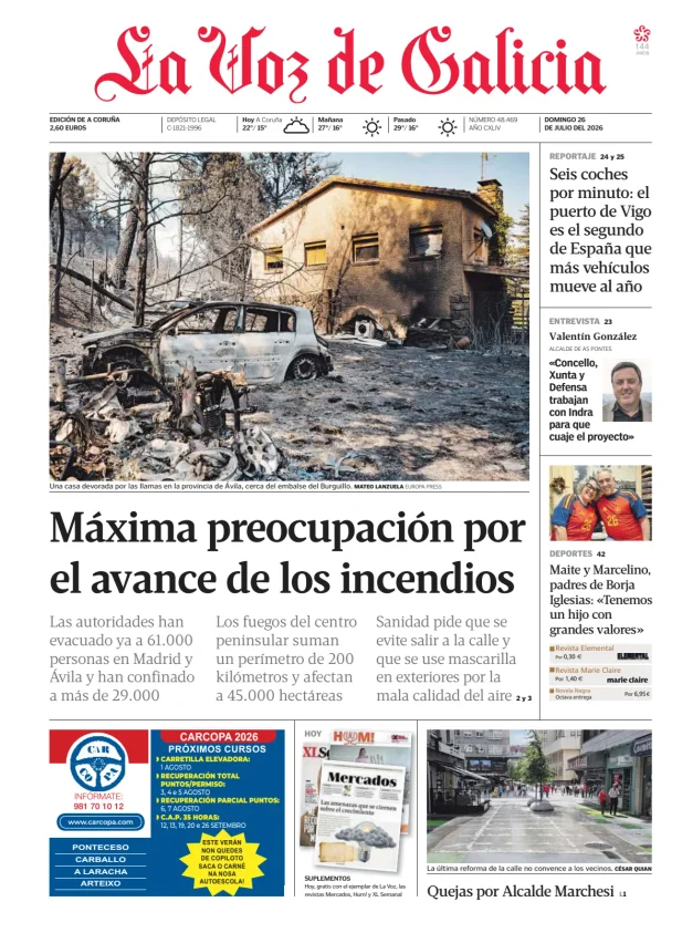 Portada de La Voz de Galicia (A Coruña)