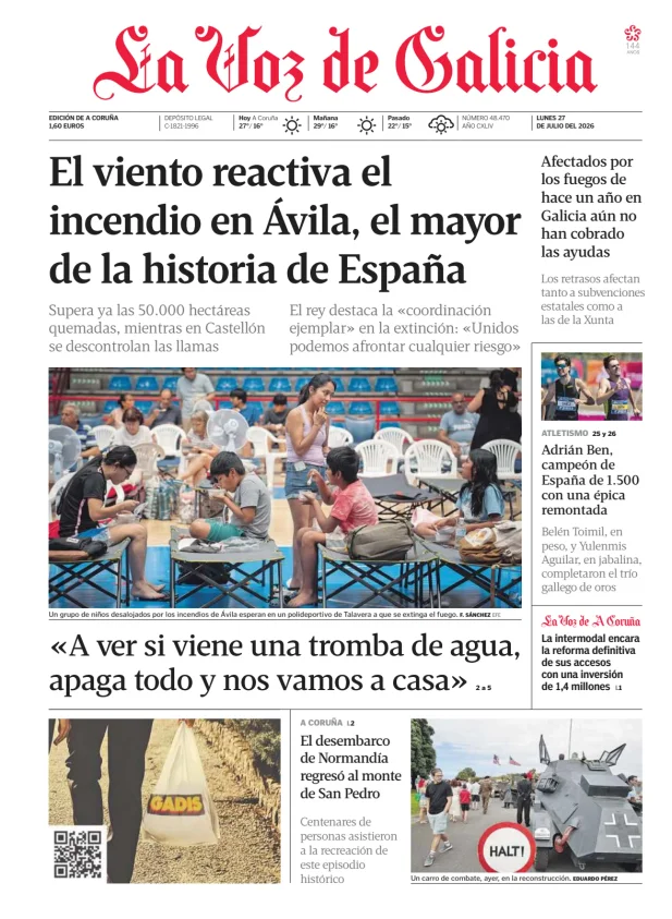 Portada de La Voz de Galicia (A Coruña)