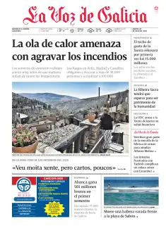 Portada de La Voz de Galicia (A Coruña), 28 de julio de 2026