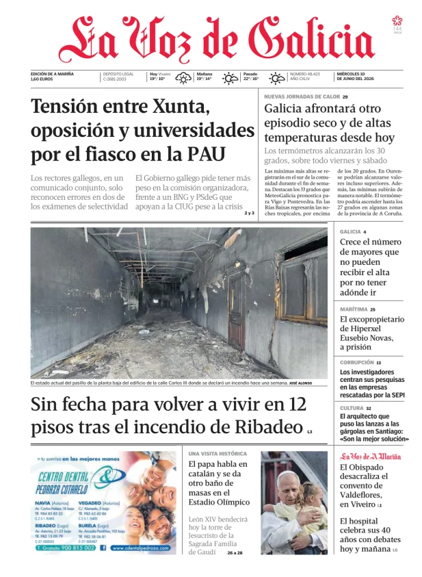 Portada de La Voz de Galicia (A Mariña)