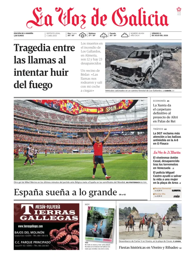 Portada de La Voz de Galicia (A Mariña)
