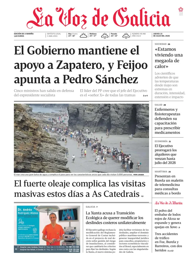 Portada de La Voz de Galicia (A Mariña)