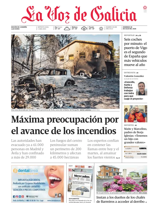 Portada de La Voz de Galicia (A Mariña)