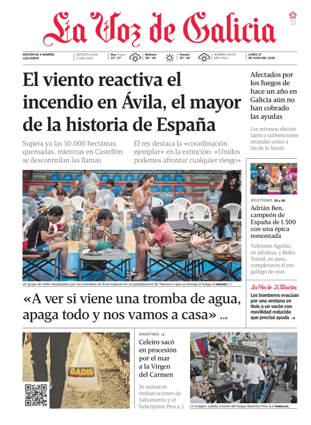 Portada de La Voz de Galicia (A Mariña)