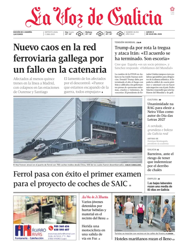 Portada de La Voz de Galicia (A Mariña)