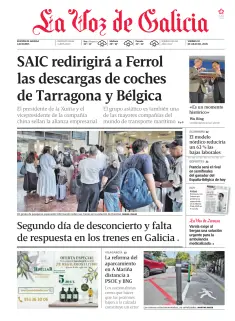 Portada de La Voz de Galicia (Arousa), 10 de julio de 2026