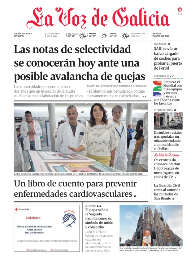 Portada de La Voz de Galicia (Arousa)