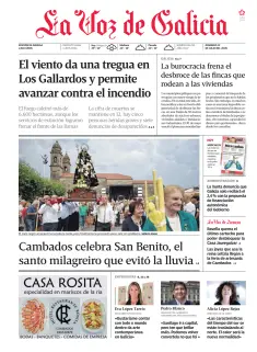 Portada de La Voz de Galicia (Arousa), 12 de julio de 2026