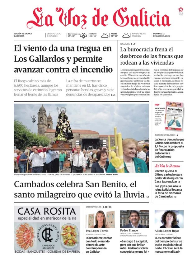Portada de La Voz de Galicia (Arousa)