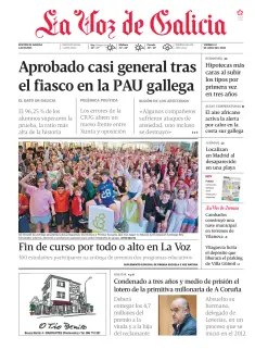 Portada de La Voz de Galicia (Arousa), 12 de junio de 2026
