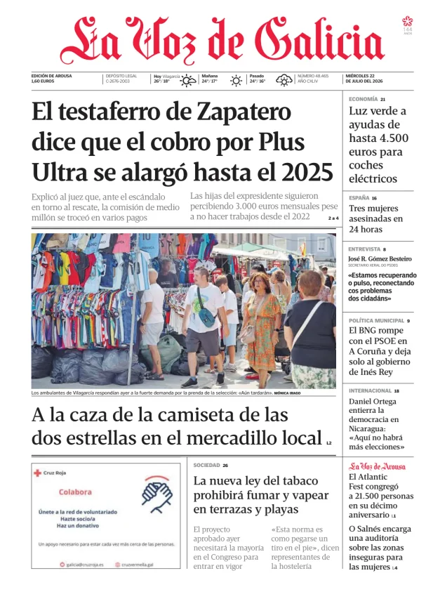 Portada de La Voz de Galicia (Arousa)