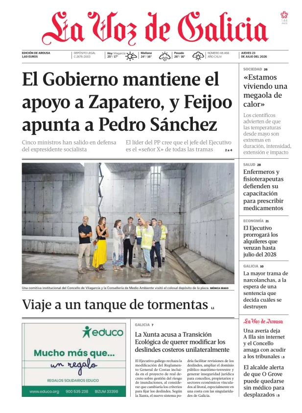 Portada de La Voz de Galicia (Arousa)