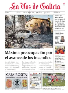 Portada de La Voz de Galicia (Arousa), 26 de julio de 2026
