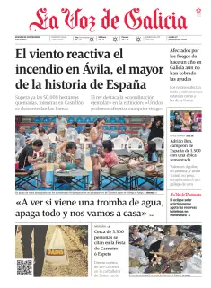 Portada de La Voz de Galicia (Arousa), 27 de julio de 2026