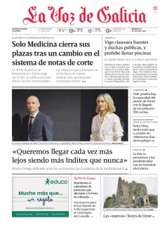 Portada de La Voz de Galicia (Arousa), 8 de julio de 2026