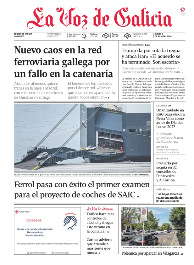 Portada de La Voz de Galicia (Arousa)