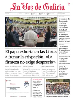 Portada de La Voz de Galicia (Arousa), 9 de junio de 2026